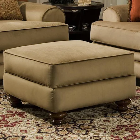 Ottoman with Turned Wood Feet